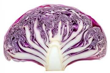 Obraz premium Close-up of Cut Red Cabbage Reveals Striking Purple and White Layers