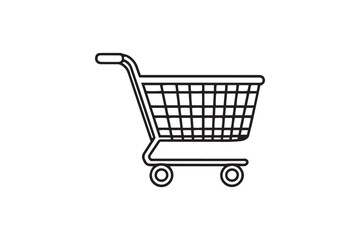 Empty shopping cart line art illustration