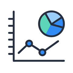 Graph Axis with Pie Chart Icon Design