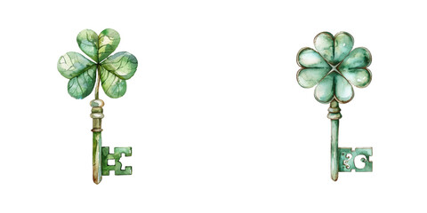 Fototapeta premium clover key watercolor vector illustration