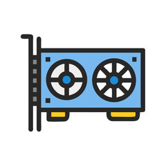 Fototapeta premium Graphic Card Representing Computer Visual Output Icon Design