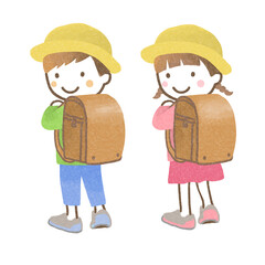 ランドセルを背負った小学生