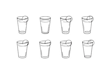 Glasses of lemonade line art illustration