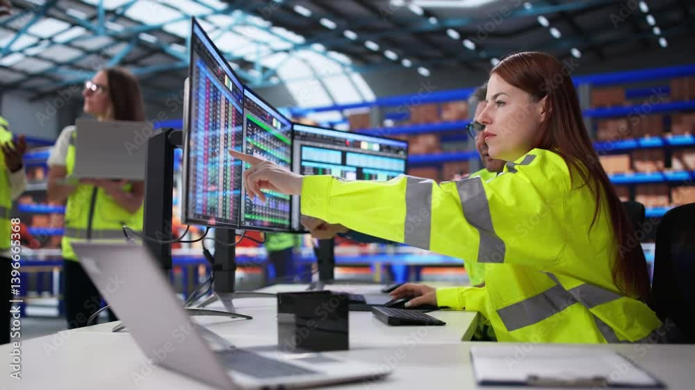 Aufkleber warehouse inventory management on computer