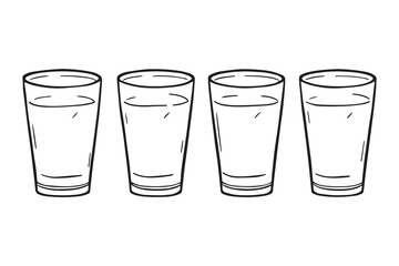 Glasses of lemonade line art illustration