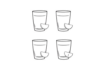 Glasses of lemonade line art illustration