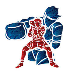 Graffiti Boxing Sport Group of Boxer Mix Action Cartoon Graphic Vector
