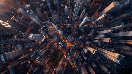 Sky High City View - Building Lights from Above