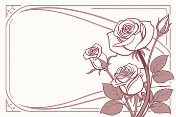 Ornate Gold and Pink Gradient Frame with Roses for Formal Wedding Cards


