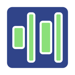 Stylized Green Bars in Blue Rounded Square Backdrop