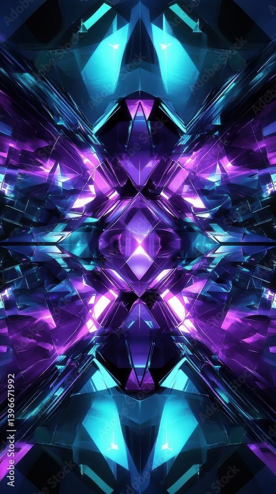 Aufkleber luminous geometric background featuring overlapping crystal shards and refracted light in shades of 