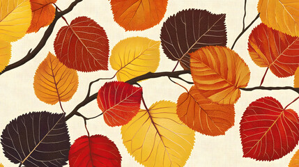 Autumn Leaves: Vibrant Colors on Branch