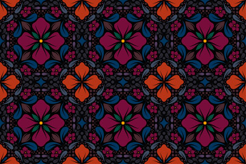 Fototapeta premium Blooming Flowers Seamless Pattern