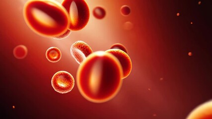 3d rendering of red blood cells in motion inside human bloodstream, medical illustration showing oxygen transport, circulatory system, anatomy, and health science in detailed biological visualization.