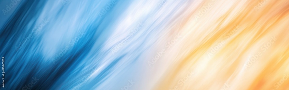 Fototapete Vertical Gradient of Cool Blues and Warm Yellows Creates Dynamic, Abstract Background Texture with Flowing, Diagonal Lines for Design