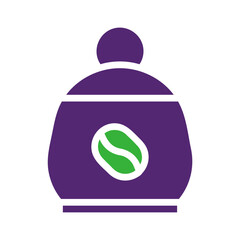 Stylized Purple Coffee Bean Container Graphic