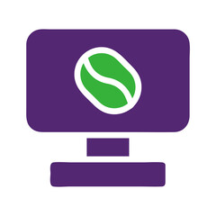 Modern Icon of Coffee Bean on Monitor Screen Design