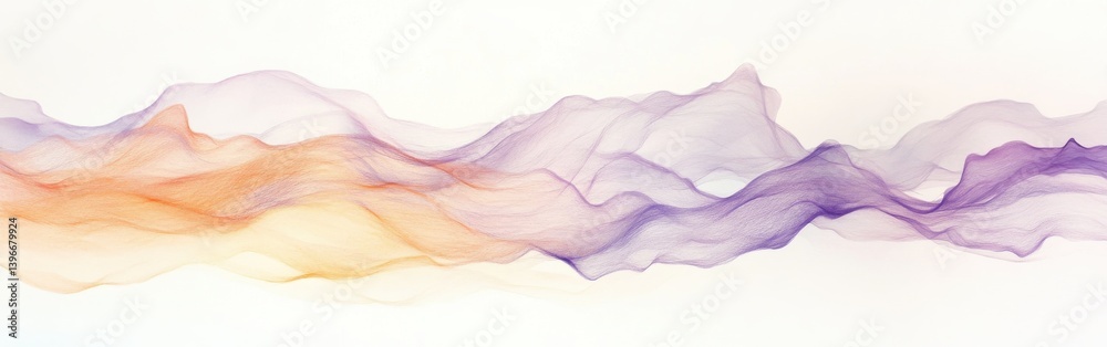 Aufkleber abstract pencil strokes create dynamic waves in muted lavender, orange, and yellow hues against a cl