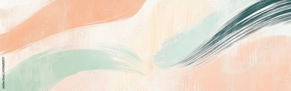 Poster Elegant arcs of pencil strokes in muted peach and aquamarine create a sophisticated abstract background for modern design projects