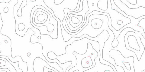 Black and white wave abstract topographic map contour, lines Pattern background. Topographic map and landscape terrain texture grid. Wavy banner and color geometric. 