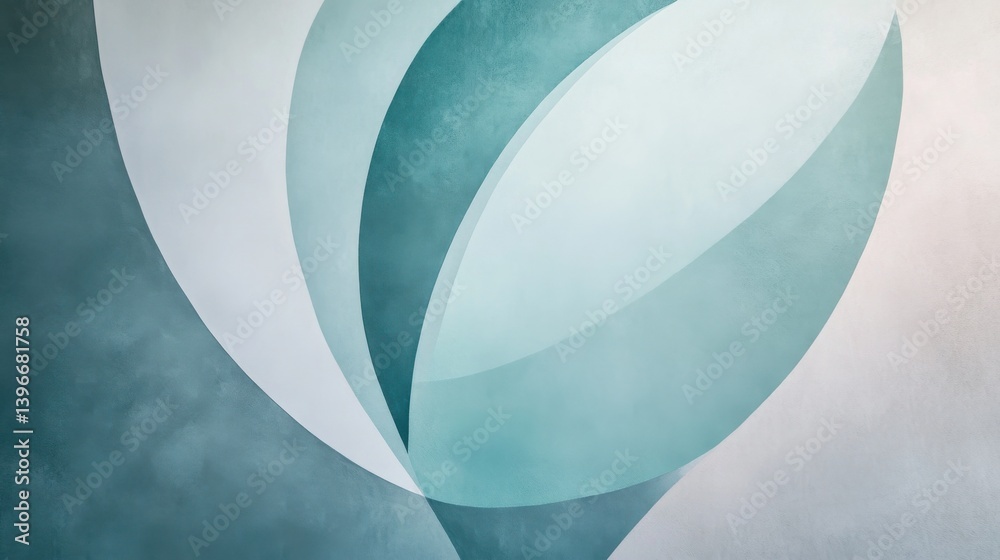 Poster abstract pastel: gray, teal, and white arcs in soft dissolving layers for modern design