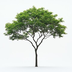Obraz premium Isolated Green Tree with Leaves on White Background Studio Shot