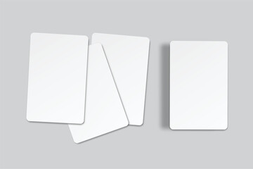 Fototapeta premium Playing cards mockup. Blank cards deck of poker hand, successful game, bet, casino ads, gambling business, game card or note cards, greeting card, invitation, credit card, business card isolated 