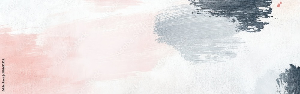 Poster minimalist design with delicate pencil strokes of gray and pink on textured white background