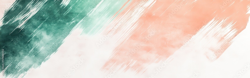 Aufkleber Minimalist pencil strokes design with mint to peach color splashes to create an artistic watercolor background pattern