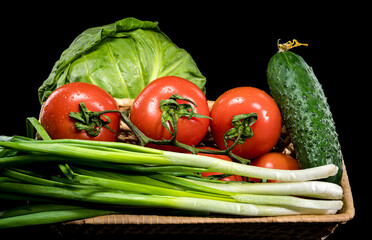 Fresh Vegetables on Wooden Tray