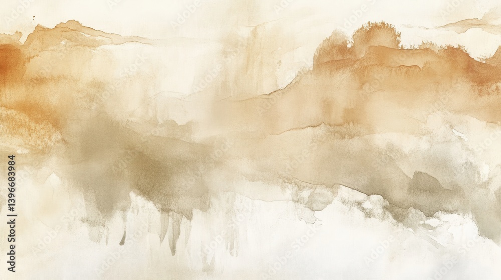 Aufkleber muted sepia tones fading into sandy beige with subtle watercolor textures creating a serene, abstrac