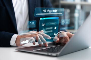 AI agents technology, Humans use AI in their work to help maximize efficiency, Machine learning,...