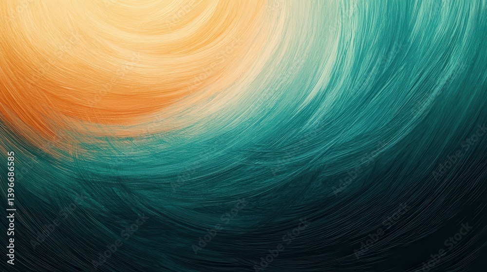 Poster Abstract Circular Gradient Texture with Soft Pencil Strokes Transitioning from Beige to Teal