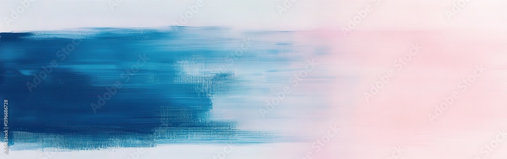 Poster Soft pencil strokes create horizontal lines in blue and pink for a gentle abstract background