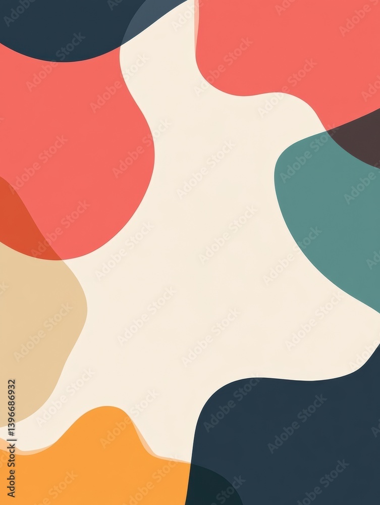 Aufkleber Colorful minimalist label sticker shapes with empty spaces for text create a vibrant backdrop of rounded abstract forms