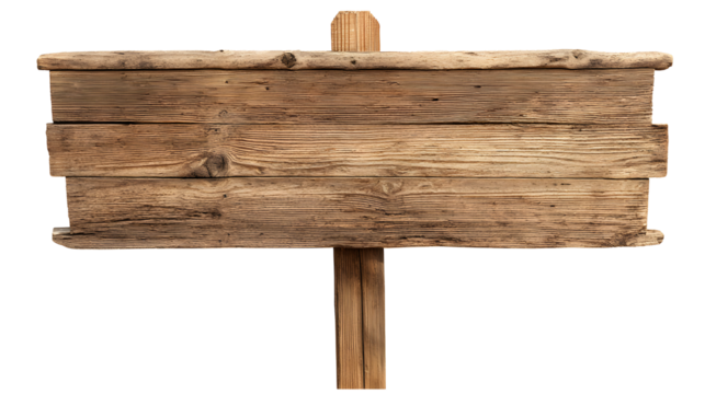 Weathered wooden plank billboard signpost for information and messages