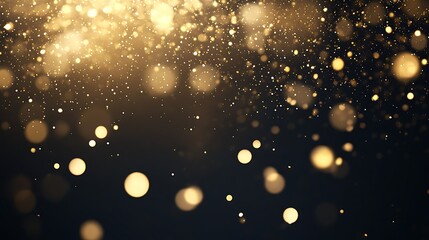 Obraz premium Beautiful golden bokeh lights shimmering against a dark background, creating a festive atmosphere