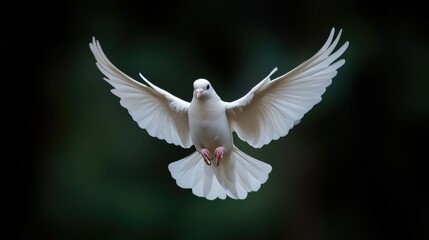 A white dove in flight