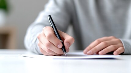 Close-up of person writing on paper