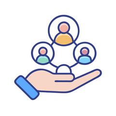 Hand Holding Team Member Icons Design