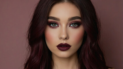 Fototapeta premium beautiful 2d girl in black cherry style makeup AI generated