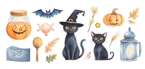 set of halloween elements