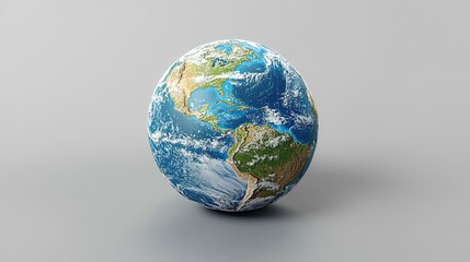 Fototapeta premium Earth Globe solated with a physical map of North and South America, transparent background.