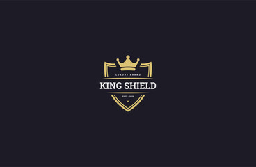 King shield logo icon design template flat vector