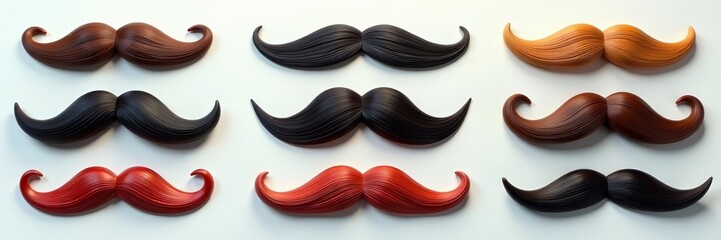 Obraz premium Assorted mustache set for role-playing and costume parties, disguise, photo booth