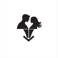 Timeless and elegant Dia Dos Namorados logo, a black and white vector silhouette on a white background. The design features geometric shapes and clean lines for balance, symmetry, and visual