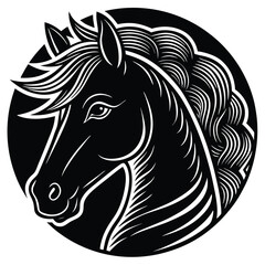 The black horse stallion silhouette vector illustration shows a running equine animal