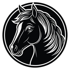 The black horse stallion silhouette vector illustration shows a running equine animal