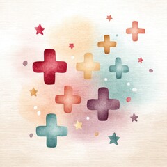 Obraz premium Colorful abstract art with stars and crosses digital artwork creative space