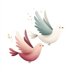 Obraz premium Colorful birds in flight nature scene digital art peaceful environment close-up view freedom concept